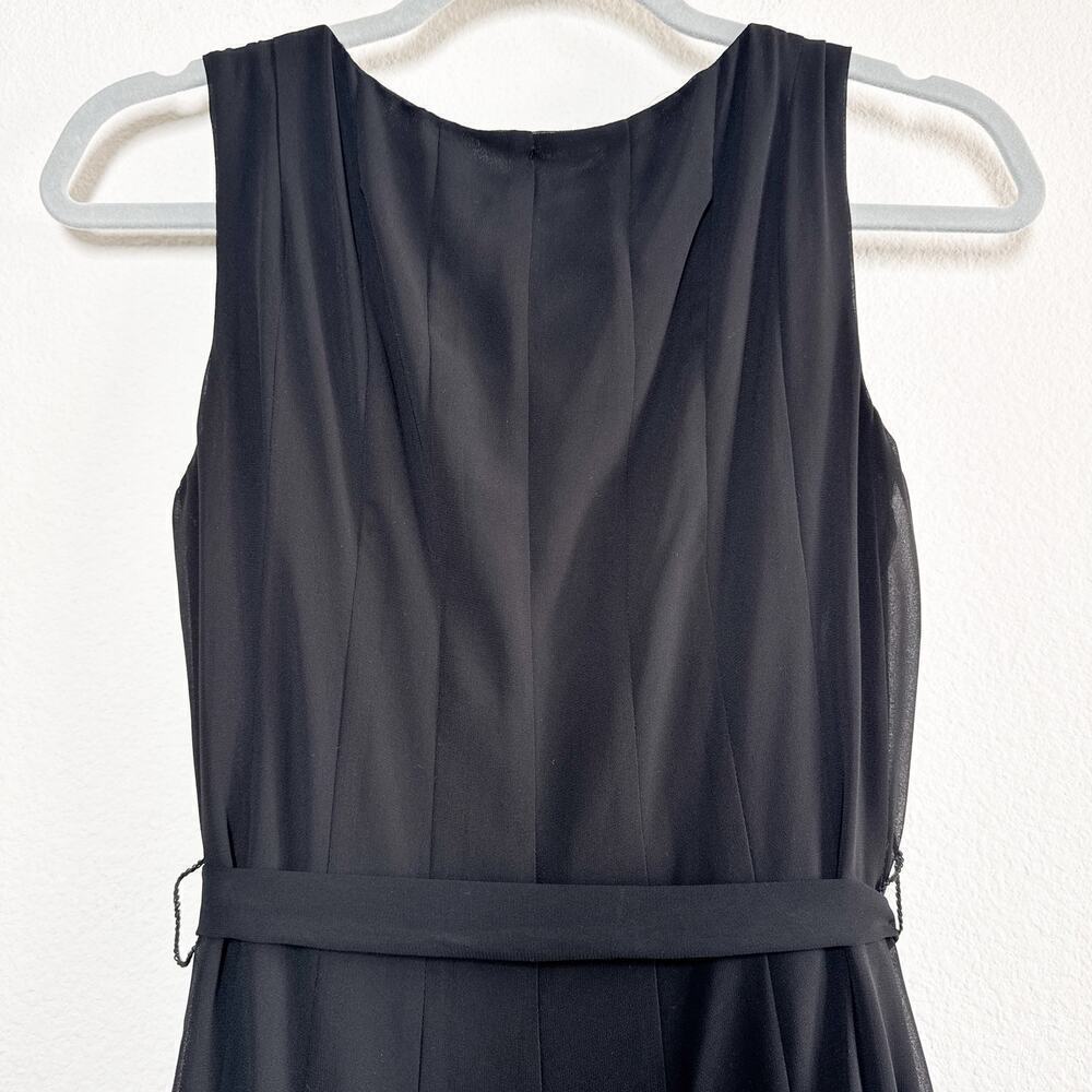 Vintage Evan Picone Ruffle Chiffon Black Fit & Flare Dress Size 4 - Picture 10 of 14